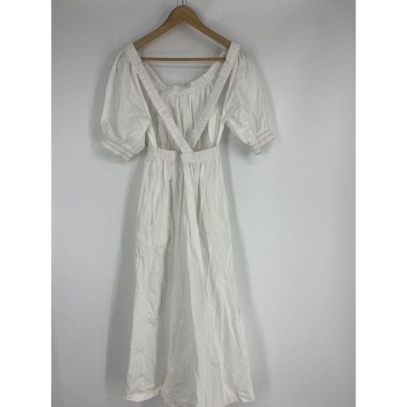 Free People Dress Size XS Womens White Midi Maxi Open Back Puff Sleeve Romantic - Picture 5 of 11